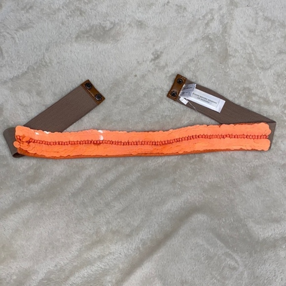 Loft Orange Coral Beaded Paillette Stretch Belt